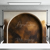 Aperturee - Aperturee Abstract Textured Brown Photography Backdrop with Arch Design Moody Fine Art Studio Portrait Background