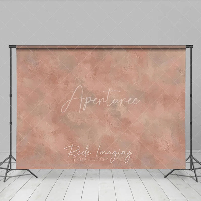 Aperturee - Aperturee Abstract Textured Dusty Rose Photography Backdrop Muted Terracotta and Gray Painterly Design for Professional Studio