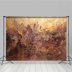 Aperturee - Aperturee Abstract Textured Floral Photography Backdrop Gold and Plum Palette with Elegant Painterly Design
