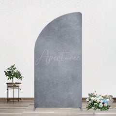 Aperturee - Aperturee Abstract Textured Gray Cement Wall Half Moon Arch Backdrop