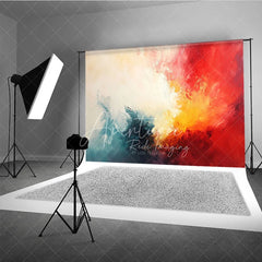 Aperturee - Aperturee Abstract Textured Painterly Photography Backdrop Vibrant Red Yellow Blue White Colors for Artistic Portraits