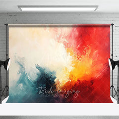 Aperturee - Aperturee Abstract Textured Painterly Photography Backdrop Vibrant Red Yellow Blue White Colors for Artistic Portraits