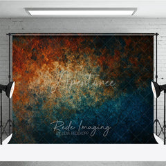 Aperturee - Aperturee Abstract Textured Photography Backdrop with Rusty Orange and Deep Teal Colors Weathered Grunge Fine Art Design