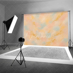 Aperturee - Aperturee Abstract Textured Photography Backdrop with Soft Pastel Peach Pink and Blue Colors and Elegant Gold Accents