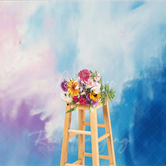 Aperturee - Aperturee Abstract Textured Pink Purple and Blue Photography Backdrop Artistic Pastel Brushstroke Design for Studio