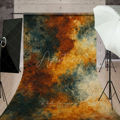 Aperturee - Aperturee Abstract Textured Rust and Teal Sweep Backdrop Distressed Grunge Vintage Photography Background
