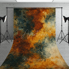 Aperturee - Aperturee Abstract Textured Rust and Teal Sweep Backdrop Distressed Grunge Vintage Photography Background