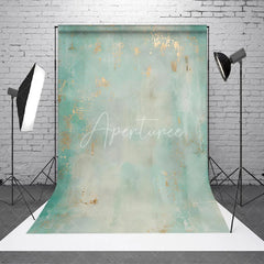 Aperturee - Aperturee Abstract Textured Teal and Mint Green Photography Backdrop with Gold Accents Elegant Painterly Design