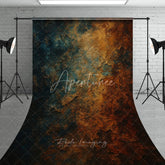 Aperturee - Aperturee Abstract Textured Teal and Rust Sweep Backdrop Vintage Grunge Style for Artistic Photography
