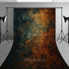 Aperturee - Aperturee Abstract Textured Teal and Rust Sweep Backdrop Vintage Grunge Style for Artistic Photography