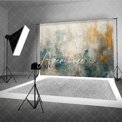 Aperturee - Aperturee Abstract Textured White Blue and Gold Speckled Photography Backdrop Elegant Modern Artistic Design for Studio