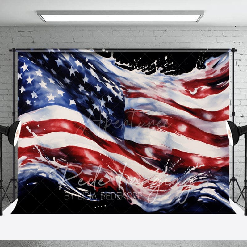 Aperturee - Aperturee Abstract Usa Flag Independence Day Room Set Backdrop