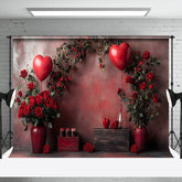 Aperturee - Aperturee Abstract Wall Red Rose Leaves Valentines Day Backdrop