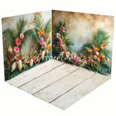 Aperturee - Aperturee Abstract Wall Tribal Leaves Floral Room Set Backdrop