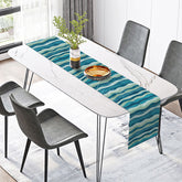 Aperturee - Aperturee Abstract Water Ripple Table Runner for Modern and Coastal Inspired Kitchen and Dining Room Decor