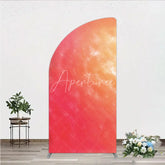 Aperturee - Aperturee Abstract Watercolor Gradient Half Moon Arch Backdrop Red and Orange Sunset Style Birthday Party Photo Background