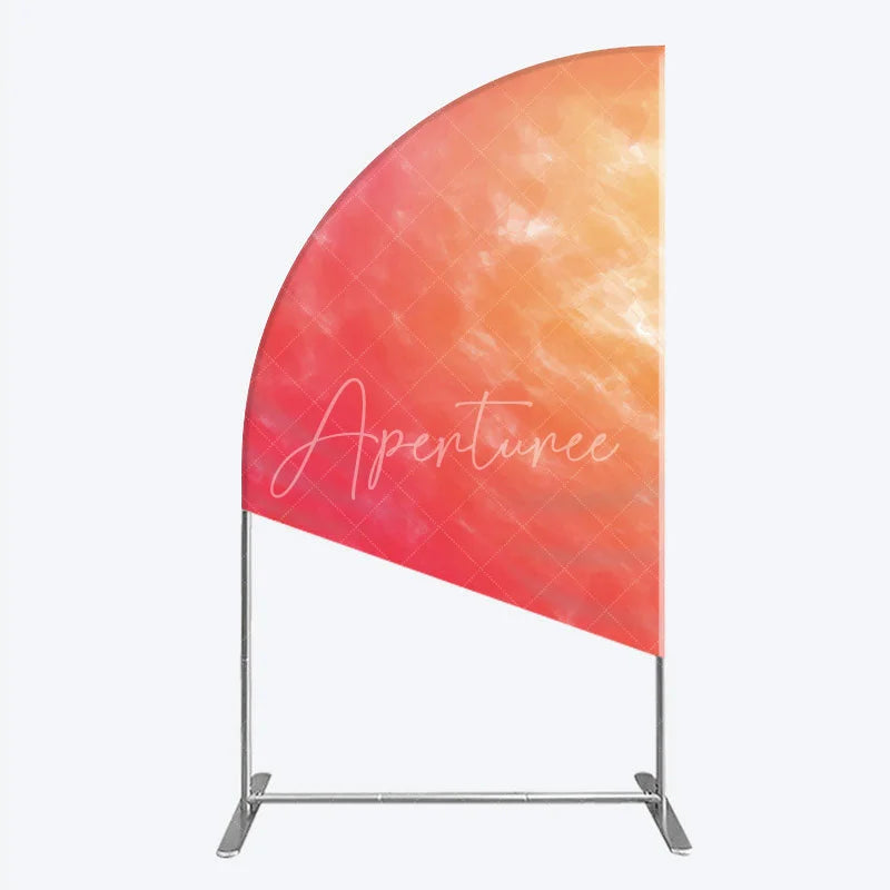 Aperturee - Aperturee Abstract Watercolor Gradient Half Moon Arch Backdrop Red and Orange Sunset Style Birthday Party Photo Background