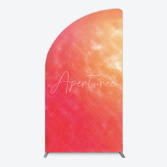 Aperturee - Aperturee Abstract Watercolor Gradient Half Moon Arch Backdrop Red and Orange Sunset Style Birthday Party Photo Background