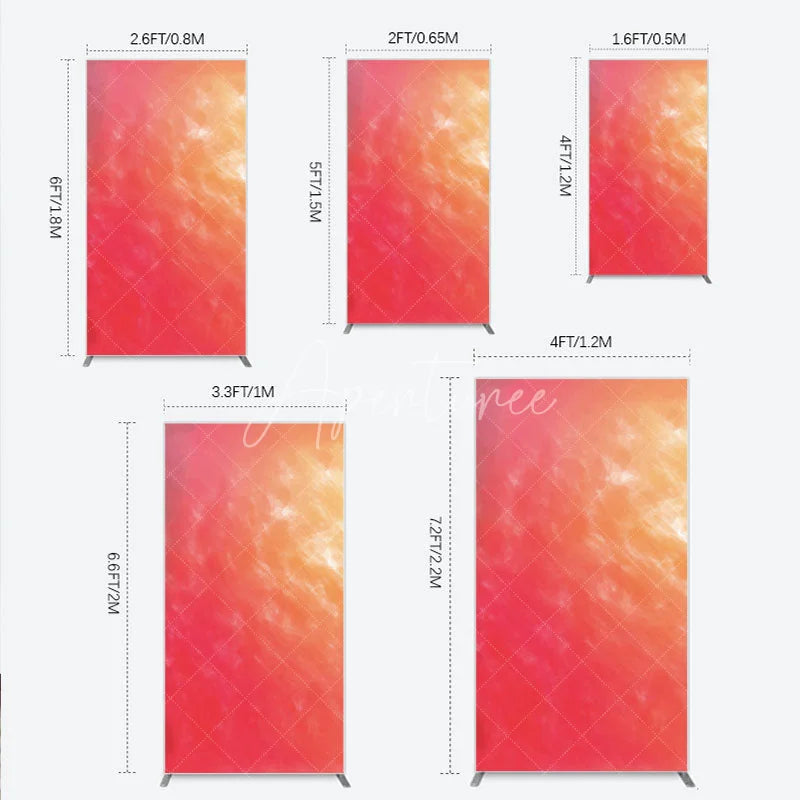 Aperturee - Aperturee Abstract Watercolor Gradient Rectangle Backdrop Red and Orange Sunset Style Birthday Party Photo Background