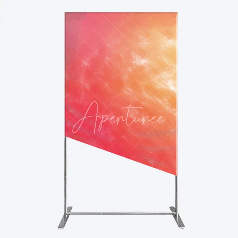 Aperturee - Aperturee Abstract Watercolor Gradient Rectangle Backdrop Red and Orange Sunset Style Birthday Party Photo Background