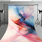 Aperturee - Aperturee Abstract Watercolor Sweep Backdrop Artistic Blue and Red Flowing Party Decor Modern Studio Background