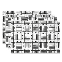 Aperturee - Aperturee Abstract White and Black Lines Pattern Set of 4 Placemats for Modern and Minimalist Dining Table Decor