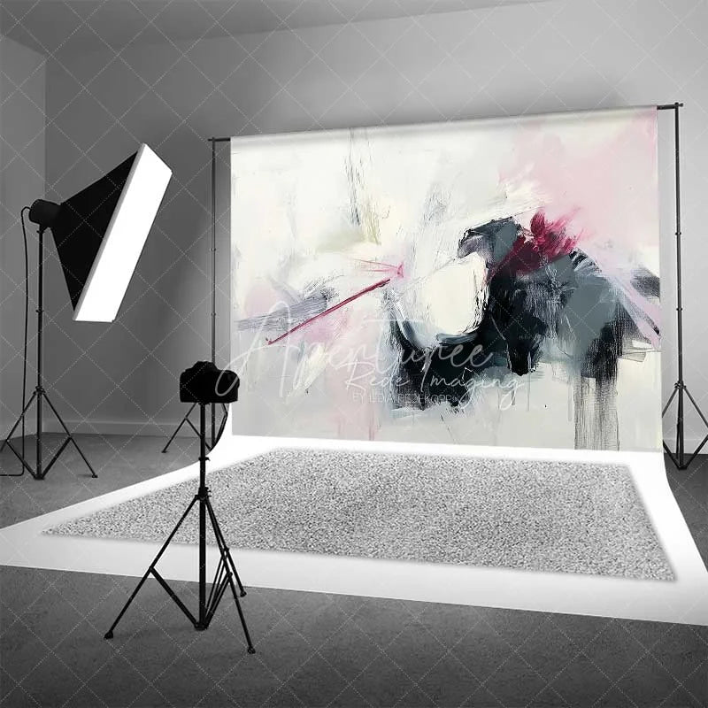 Aperturee - Aperturee Abstract White Grey and Pink Oil Painting Texture Backdrop Artistic Grunge Portrait Photography Background
