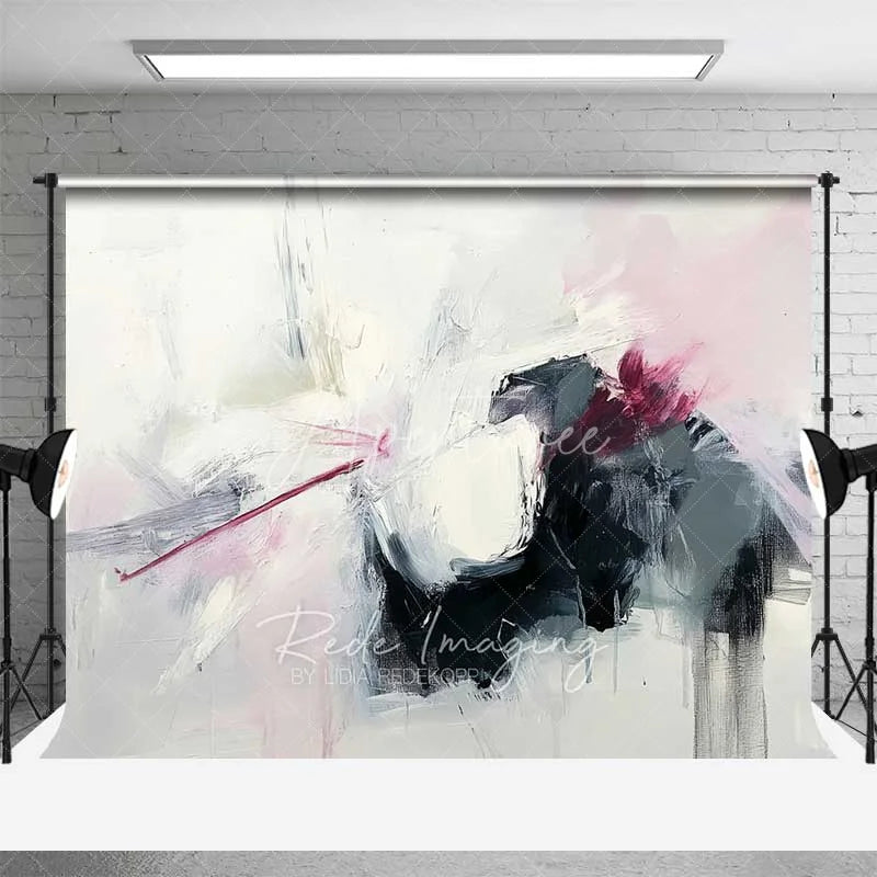 Aperturee - Aperturee Abstract White Grey and Pink Oil Painting Texture Backdrop Artistic Grunge Portrait Photography Background
