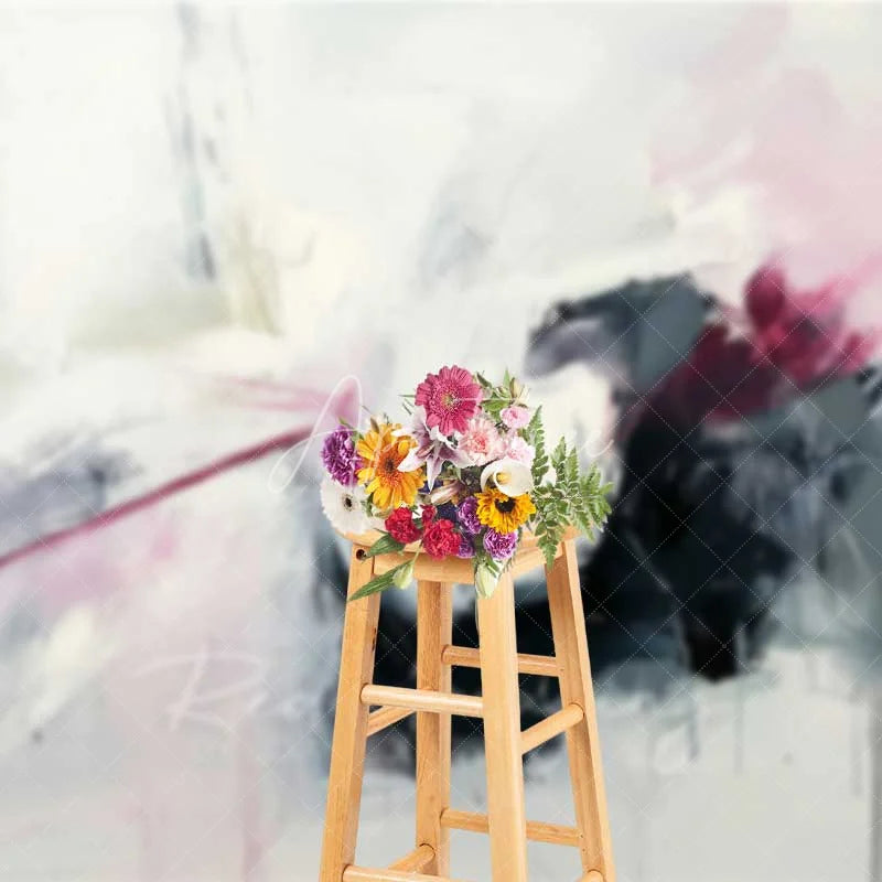 Aperturee - Aperturee Abstract White Grey and Pink Oil Painting Texture Backdrop Artistic Grunge Portrait Photography Background