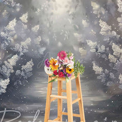 Aperturee - Aperturee Abstract White Misty Blossoms Photography Backdrop