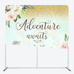 Aperturee - Aperturee Adventure Awaits Flower Fabric Backdrop Cover for Baby Shower