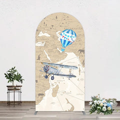 Aperturee - Aperturee Adventure Awaits Hot Air Balloon Map Arch Backdrop