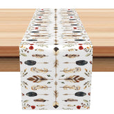 Aperturee - Aperturee African Tribal Style Table Runner with Feather and Leaf Pattern for Ethnic and Bohemian Home Decor
