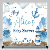 Aperturee - Aperturee Ahoy It’s a Boy Custom Nautical Baby Shower Backdrop Lighthouse and Anchor Ocean Themed Welcome Sign Decor