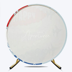 Aperturee - Aperturee Airplane Fighter Jet Round Backdrop Red White and Blue Smoke Party Supplies for Birthday