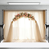 Aperturee - Aperturee Airy Arch Floral Boho Curtain Wedding Photo Backdrop