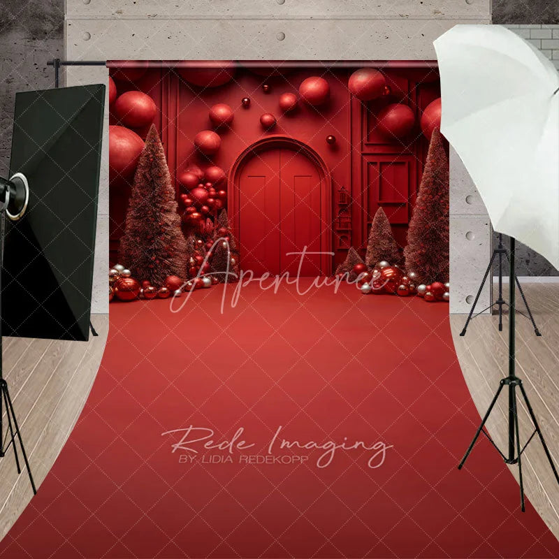 Aperturee - Aperturee All Red Monochromatic Christmas Sweep Backdrop Modern and Bold Holiday Minimalist Photo Studio Floor Drop