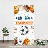 Aperturee - Aperturee All-Star Happy Birthday Sports Theme Rectangle Arch Backdrop Multi-Sport Balls Party Decor for Kids