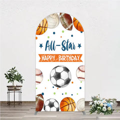 Aperturee - Aperturee All-Star Sports Balls Happy Birthday Round Top Arch Backdrop Athletic Theme Party Decor for Kids