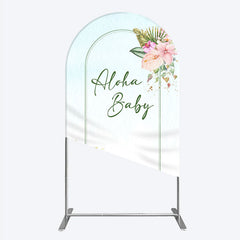 Aperturee - Aperturee Aloha Baby Shower Arch Backdrop Tropical Hawaiian Floral and Palm Leaves Luau Themed Party Photo Booth Decor