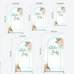 Aperturee - Aperturee Aloha Baby Shower Half Moon Arch Backdrop Tropical Hawaiian Floral and Palm Leaves Luau Themed Party Photo Booth Decor