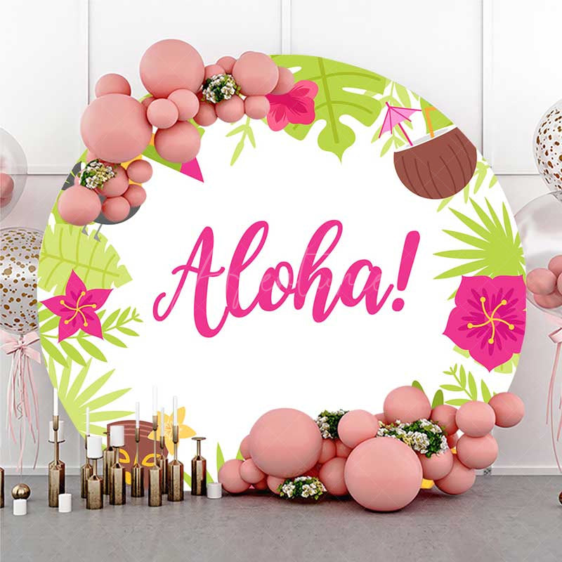 Aperturee Aperturee Aloha Hawaii Tropical Baby Shower Round Backdrop