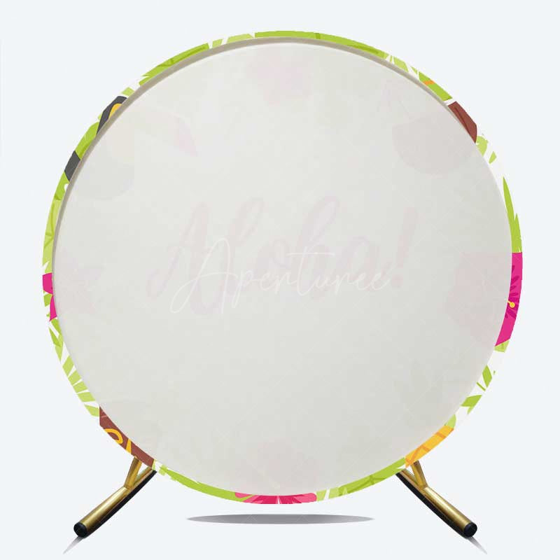 Aperturee Aperturee Aloha Hawaii Tropical Baby Shower Round Backdrop