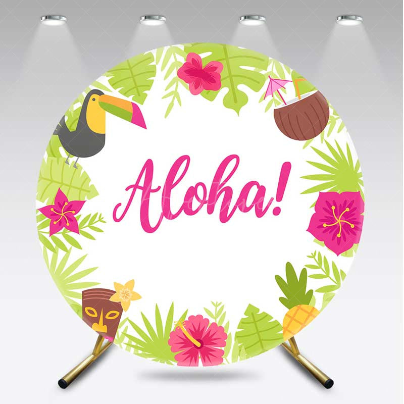 Aperturee Aperturee Aloha Hawaii Tropical Baby Shower Round Backdrop