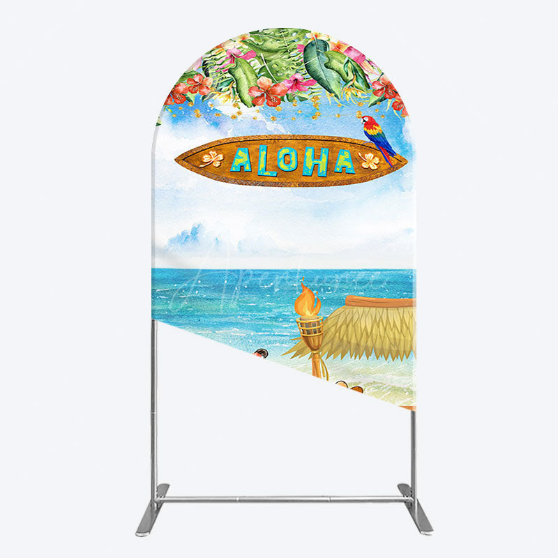 Aperturee - Aperturee Aloha Hawaiian Summer Beach Birthday Arch Backdrop