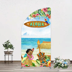 Aperturee - Aperturee Aloha Hawaiian Summer Beach Birthday Half Moon Arch Backdrop