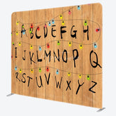 Aperturee - Aperturee Alphabet Wall with Christmas Lights Double-Sided Tension Fabric Backdrop Stranger Inspired Things Party Decor