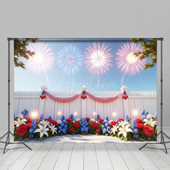 Aperturee - Aperturee America Sparklers Floral Independence Day Backdrop