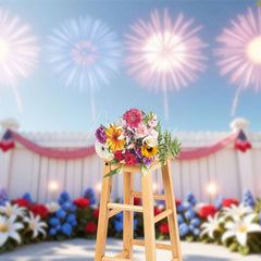 Aperturee - Aperturee America Sparklers Floral Independence Day Backdrop