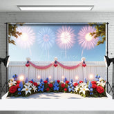Aperturee - Aperturee America Sparklers Floral Independence Day Backdrop